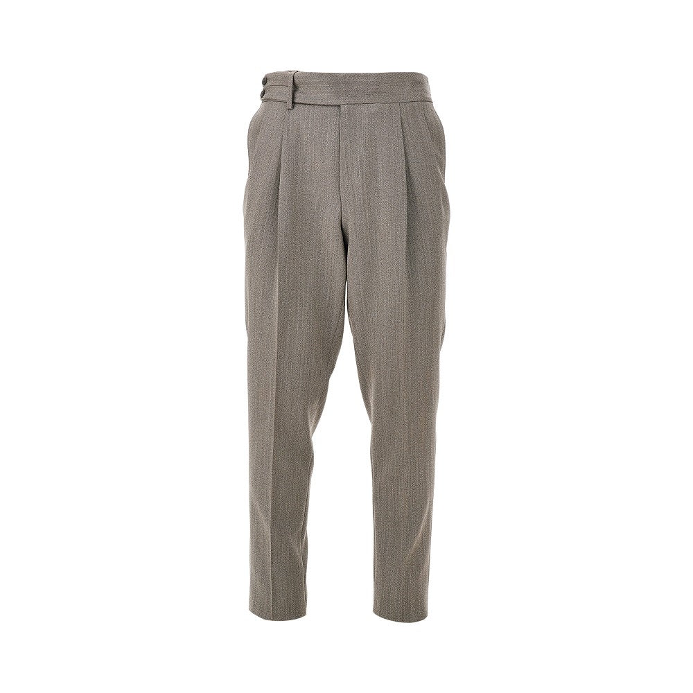 Pantalone in lana chevron con pinces