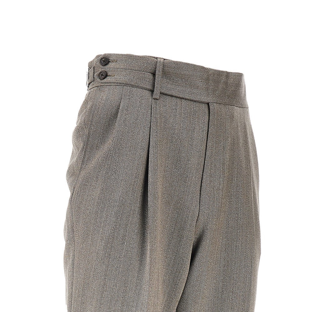 Pantalone in lana chevron con pinces