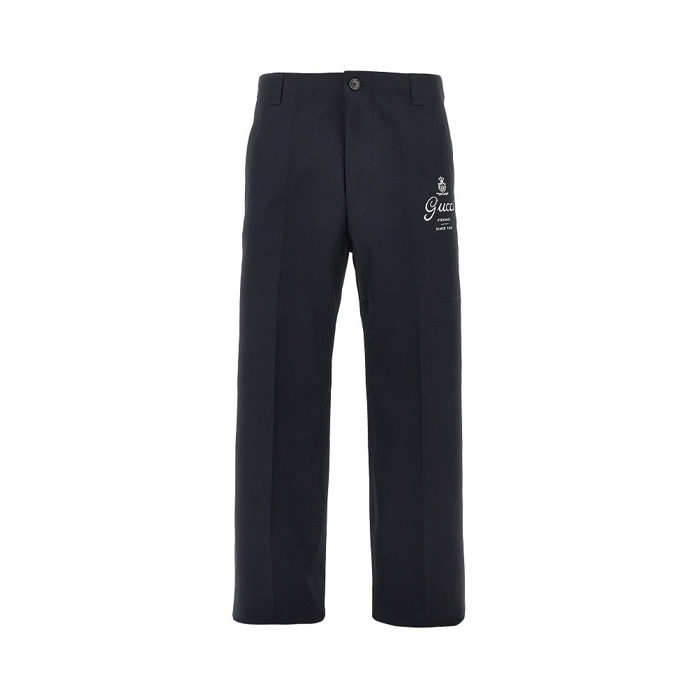 Logo print twill pants