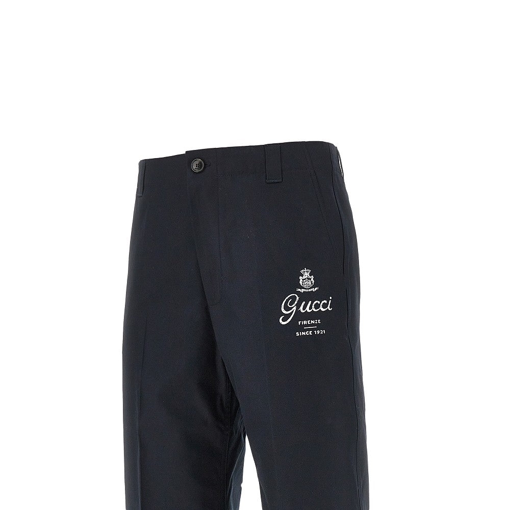 Logo print twill pants