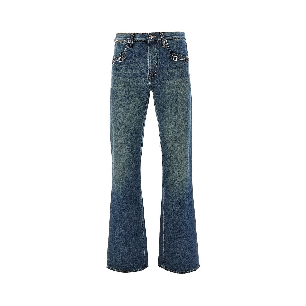 Flared jeans with Horsebit details