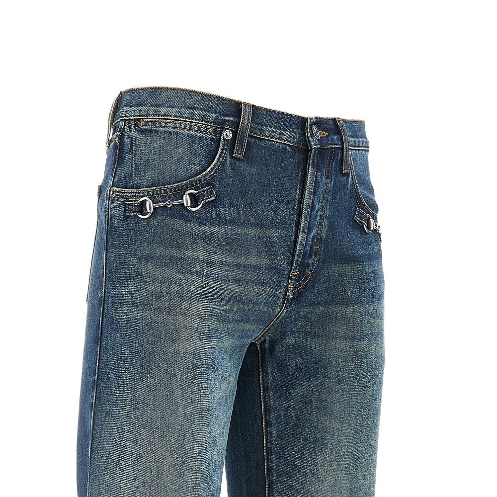Flared jeans with Horsebit details