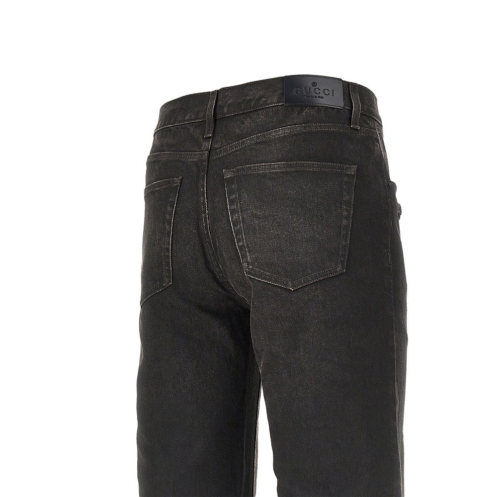 Flared jeans with Horsebit details