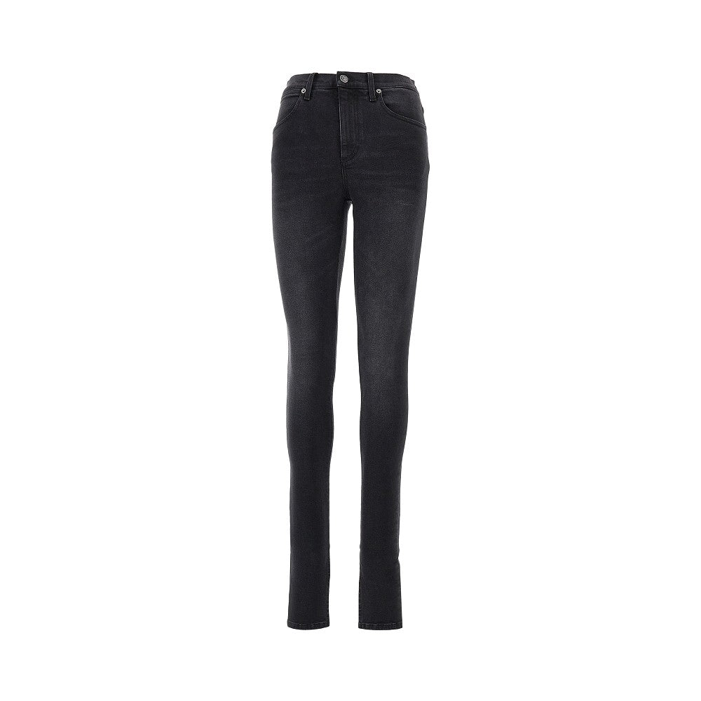 Jeans skinny in denim di cotone délavé