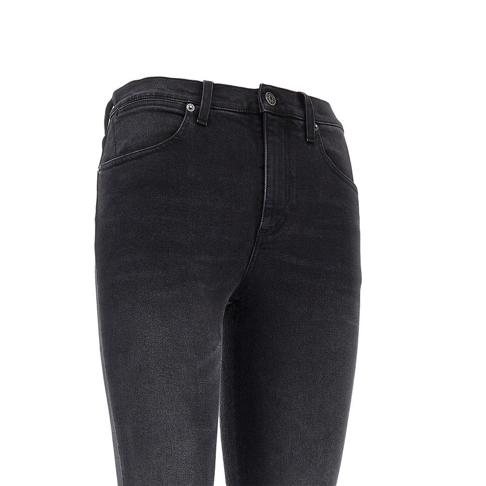Jeans skinny in denim di cotone délavé