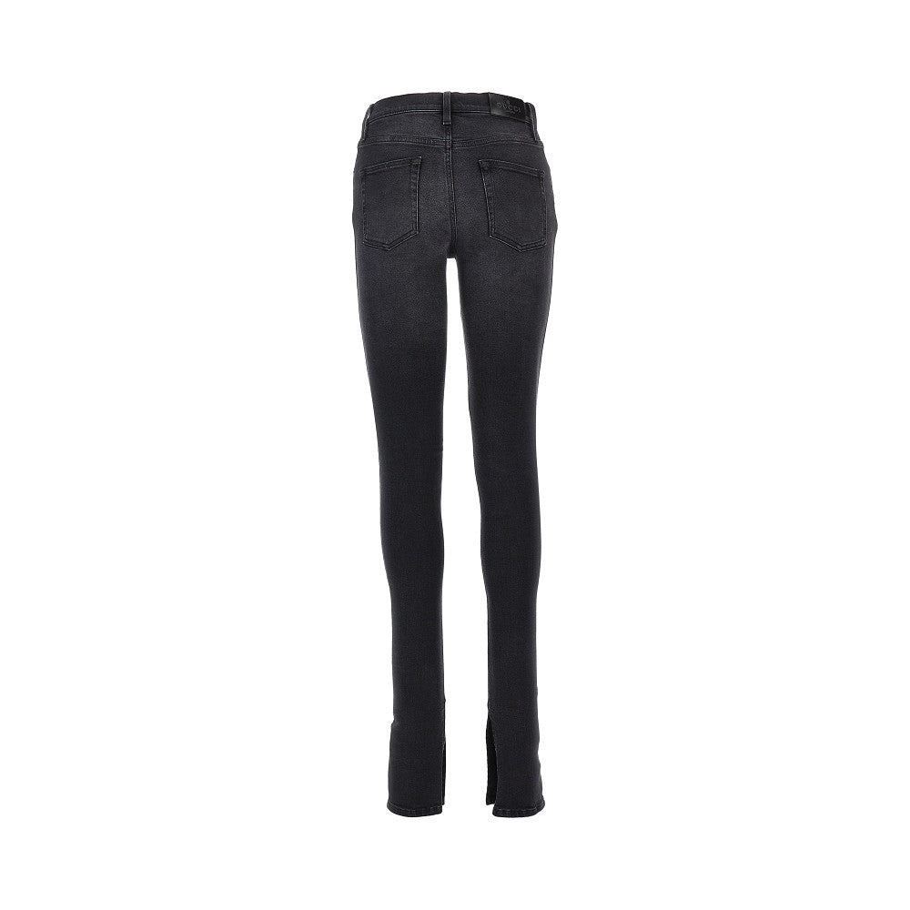 Jeans skinny in denim di cotone délavé