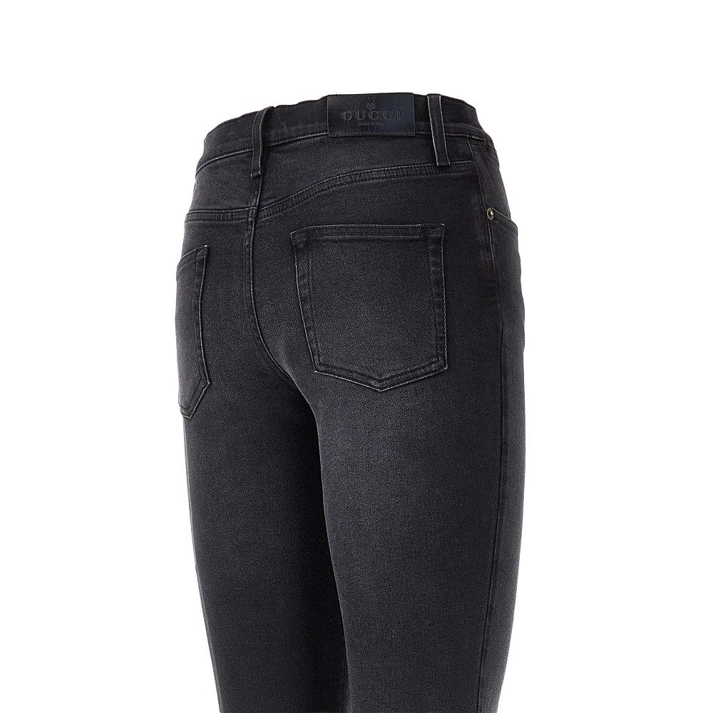 Jeans skinny in denim di cotone délavé