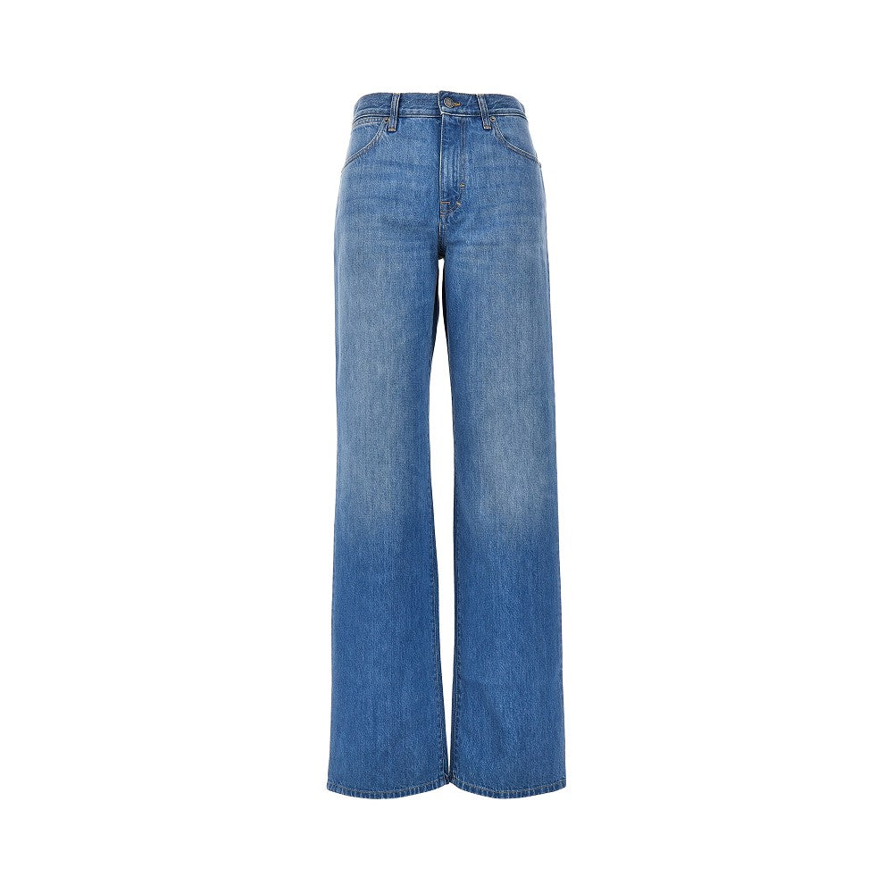 Jeans in denim délavé di cotone
