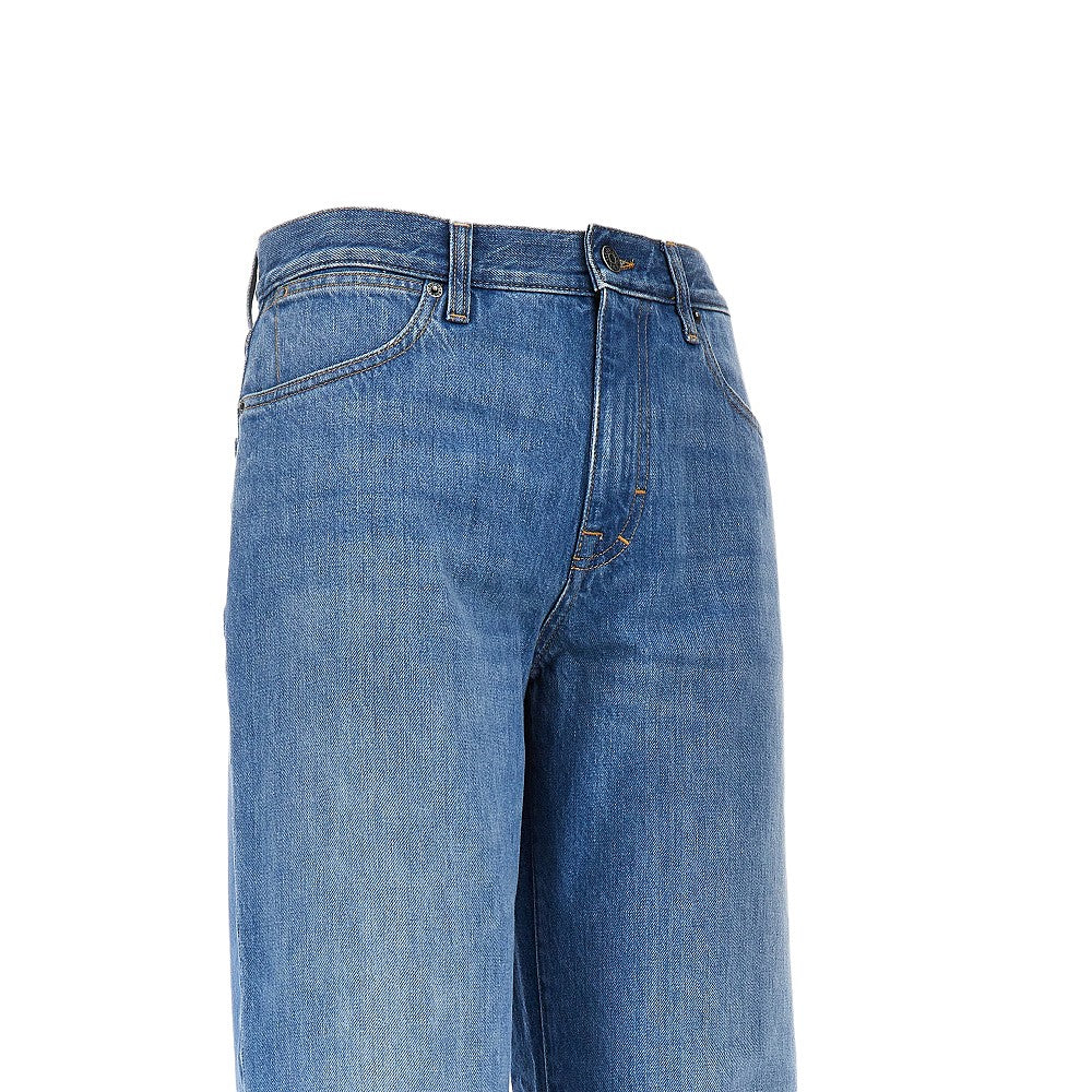 Jeans in denim délavé di cotone