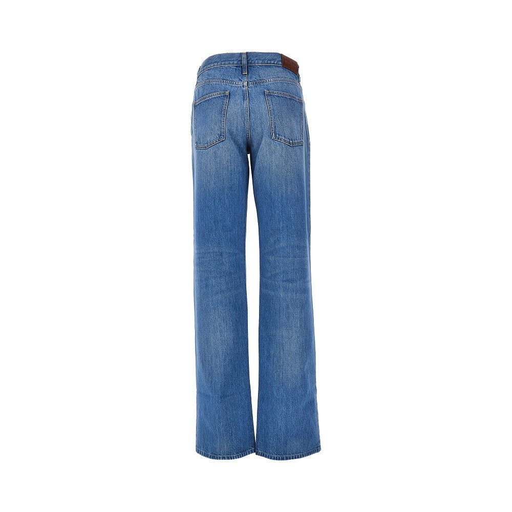 Jeans in denim délavé di cotone