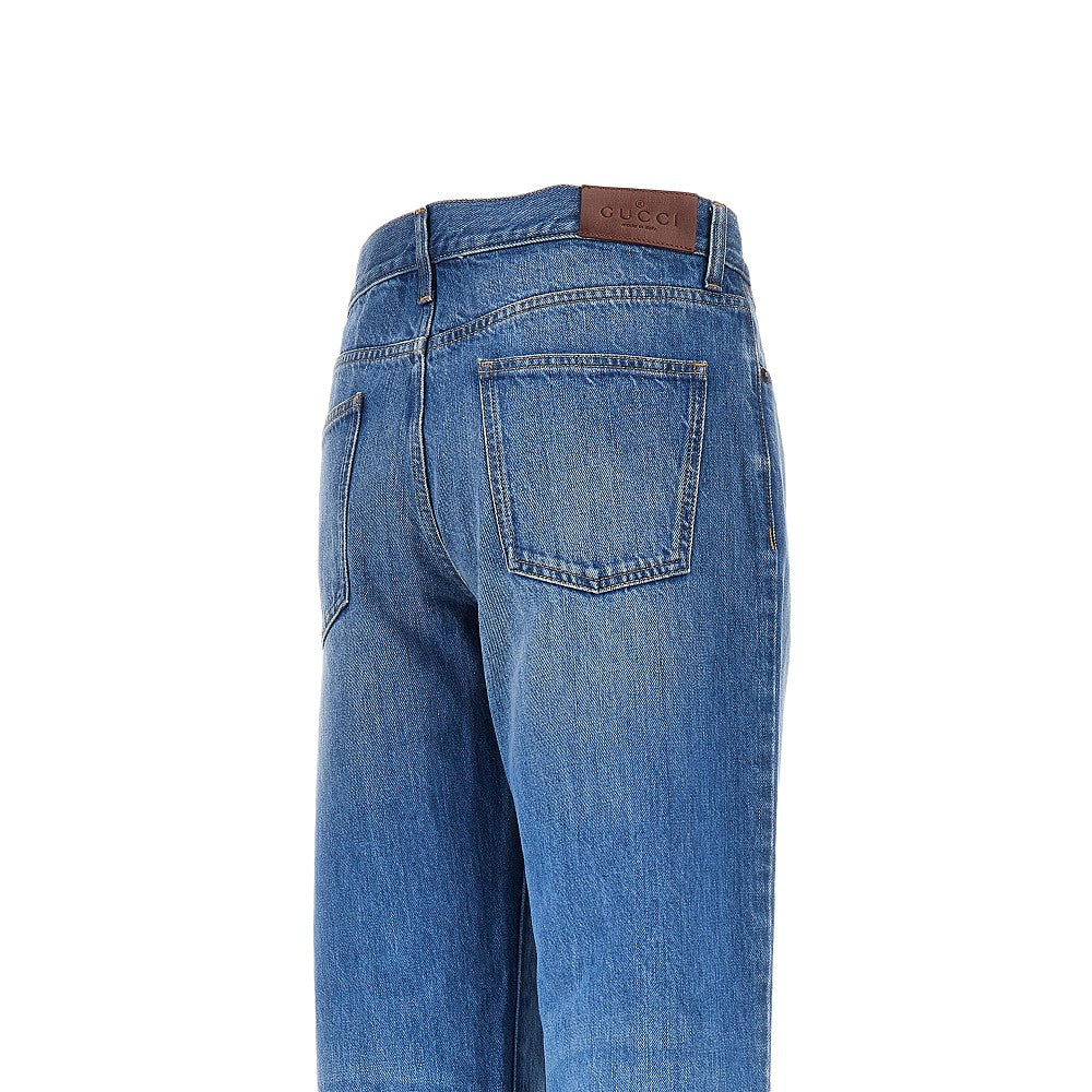 Jeans in denim délavé di cotone