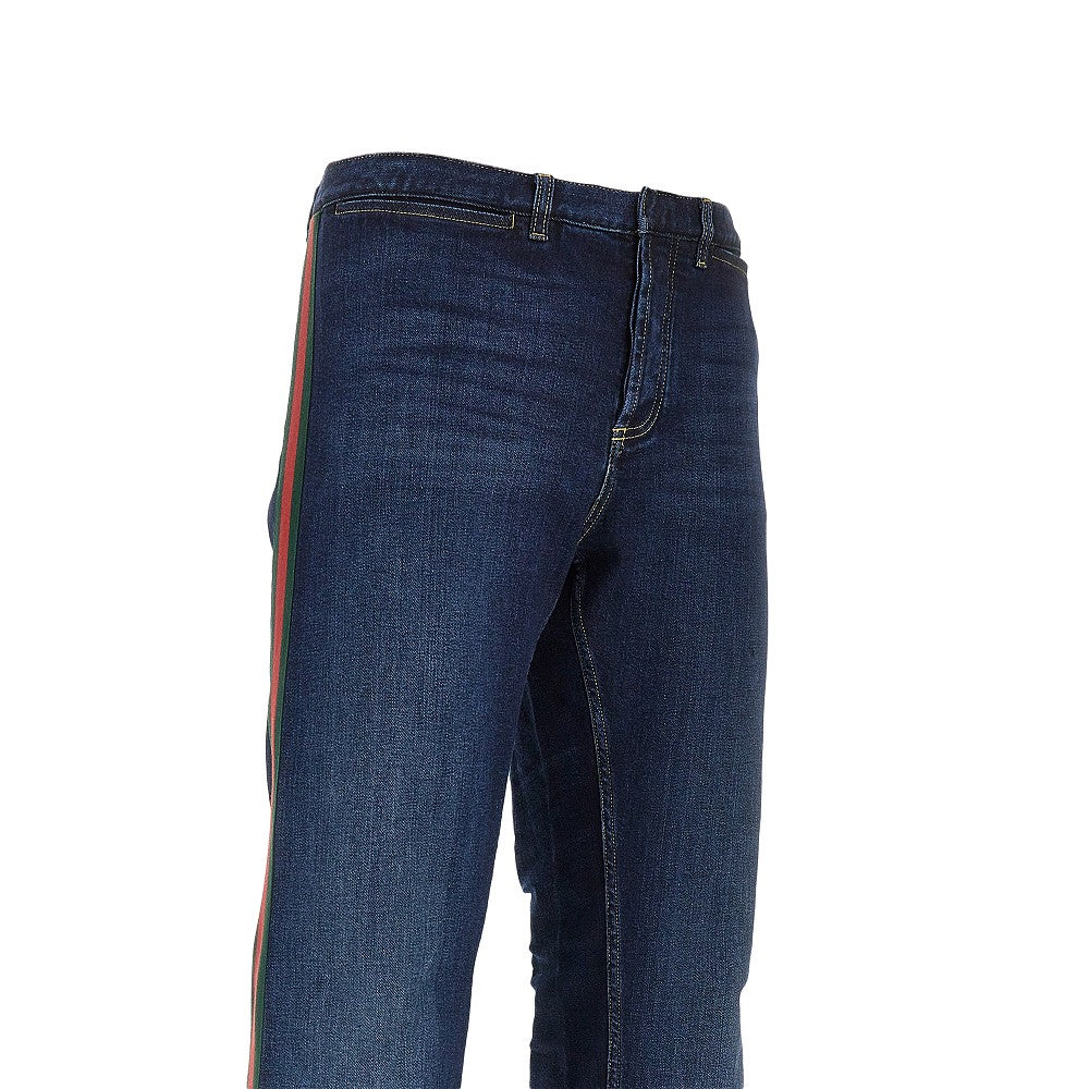 Jeans in denim con Nastro Web