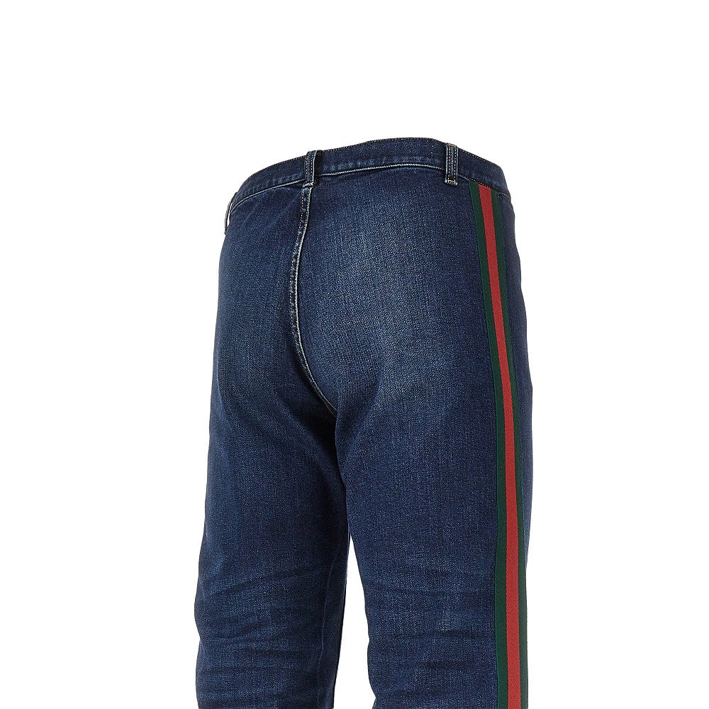 Jeans in denim con Nastro Web