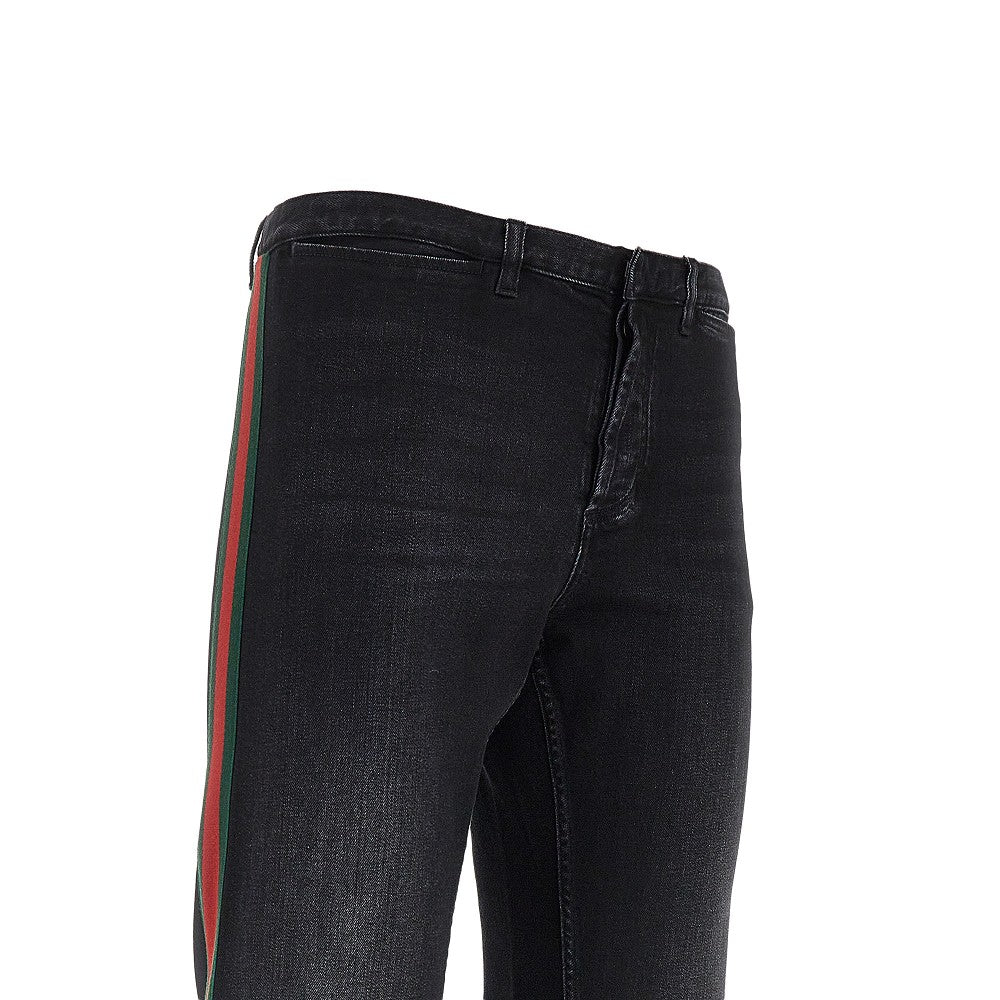 Jeans in denim con Nastro Web