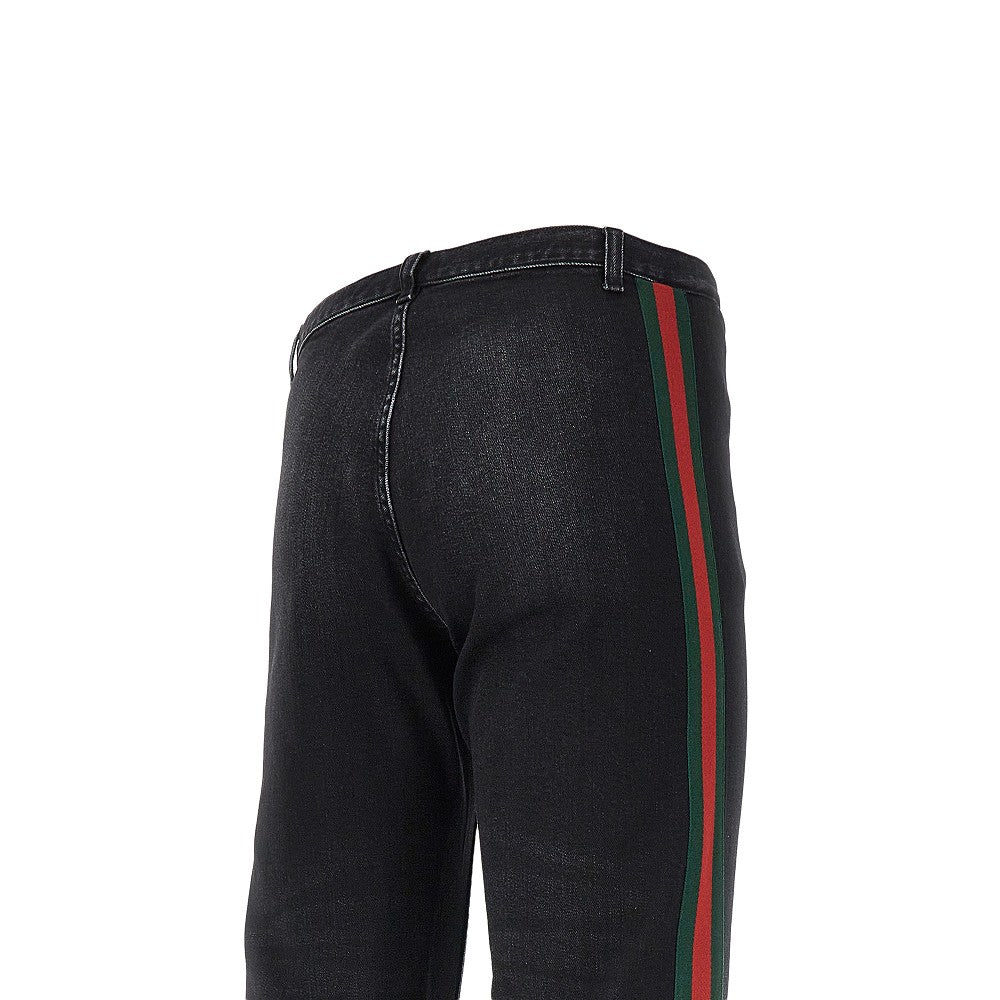 Jeans in denim con Nastro Web