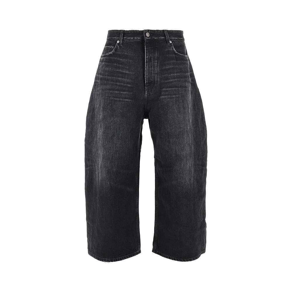 Curved wide leg jeans
