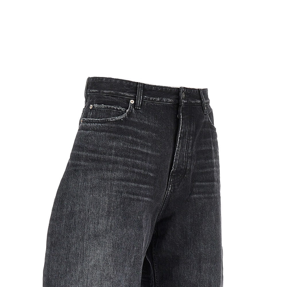 Curved wide leg jeans
