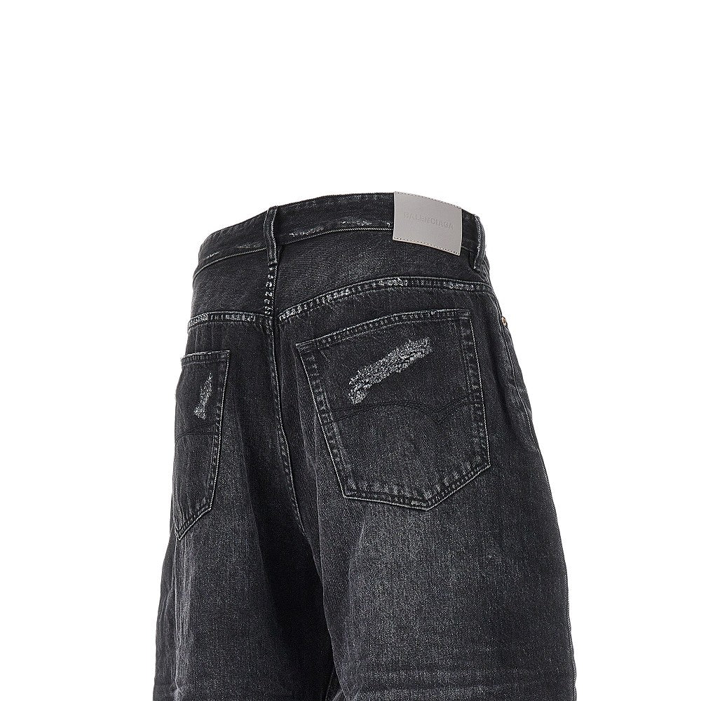 Curved wide leg jeans