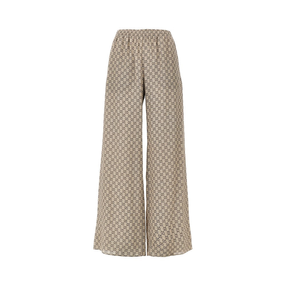 GG silk wide-leg pants
