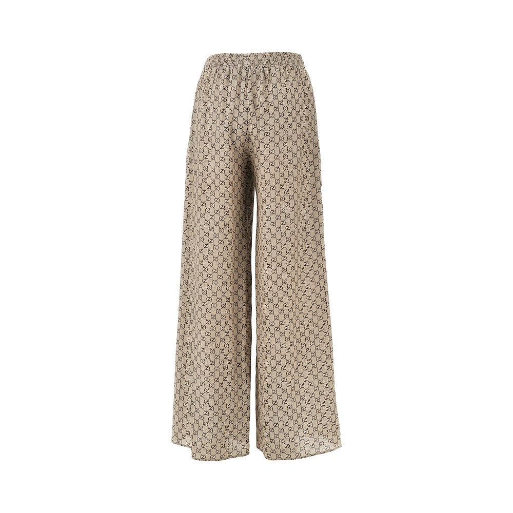 GG silk wide-leg pants