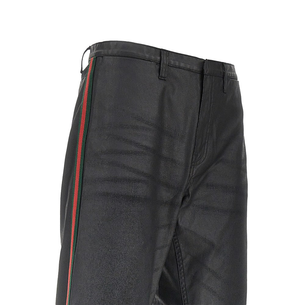 Pantalone in twill spalmato con bande Web