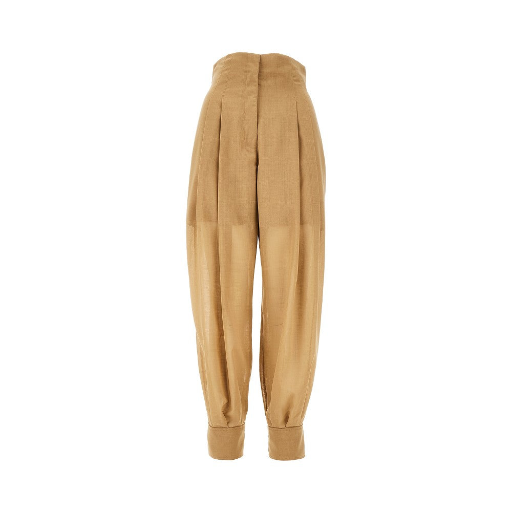 Pleated wool-blend pants