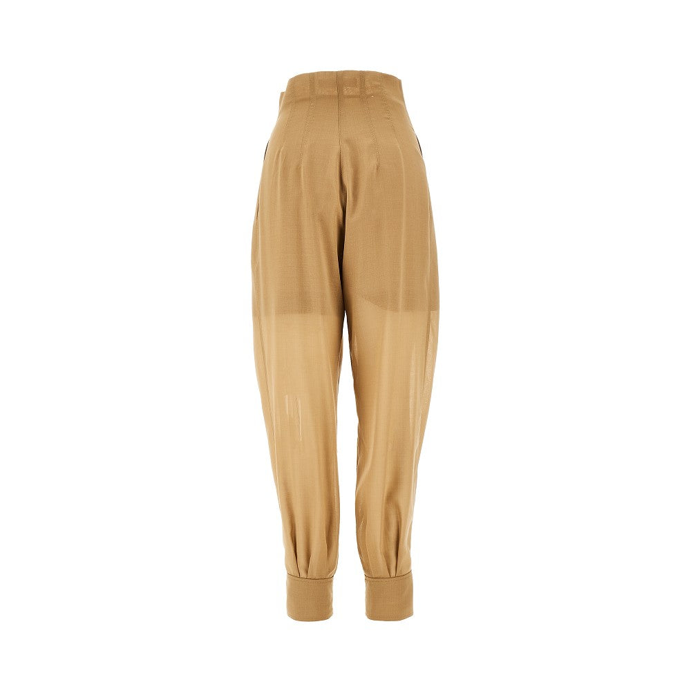 Pleated wool-blend pants