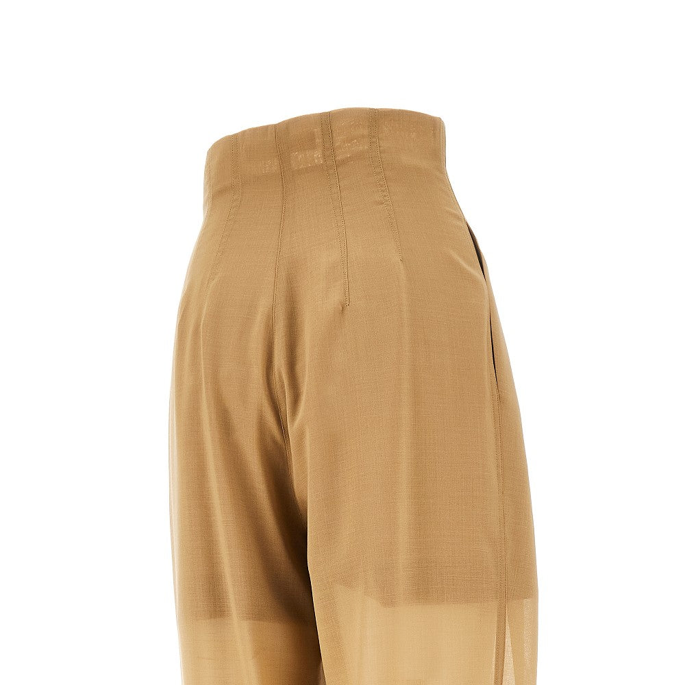 Pleated wool-blend pants