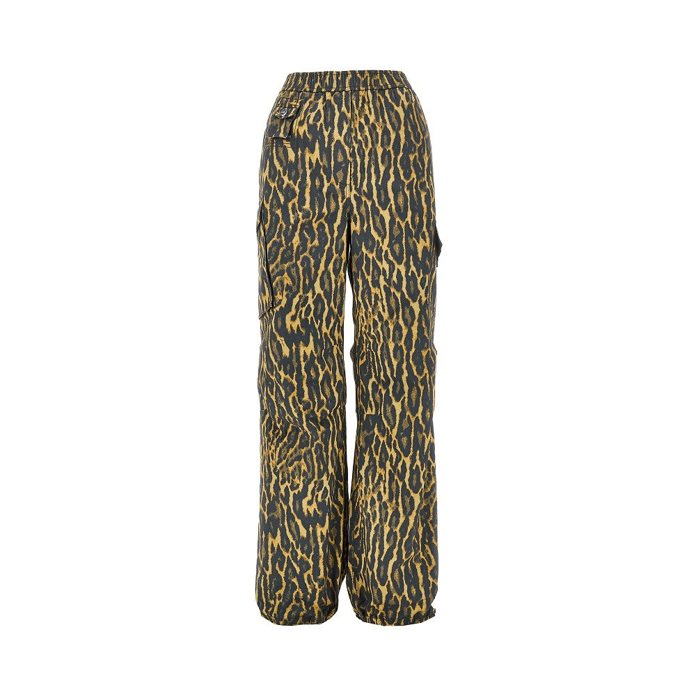 Pantalone cargo in popeline leopardato