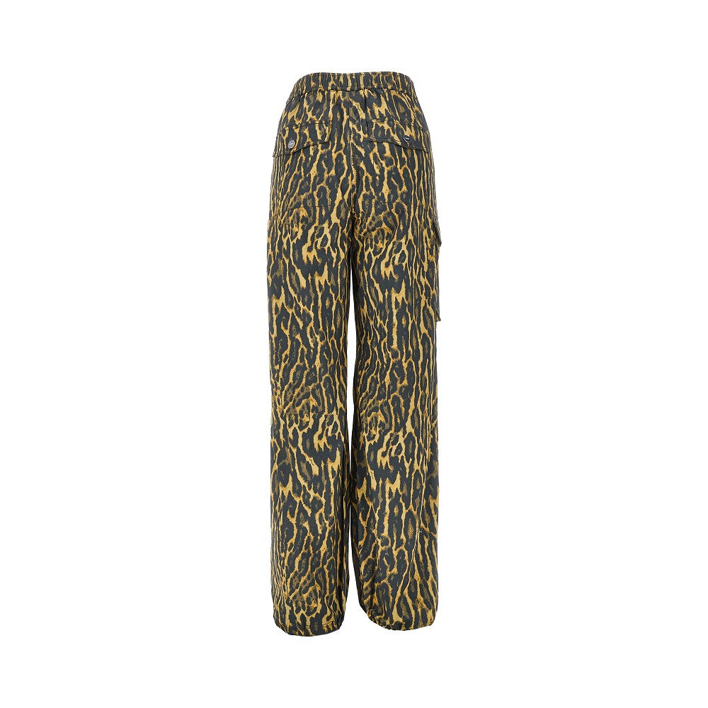 Pantalone cargo in popeline leopardato