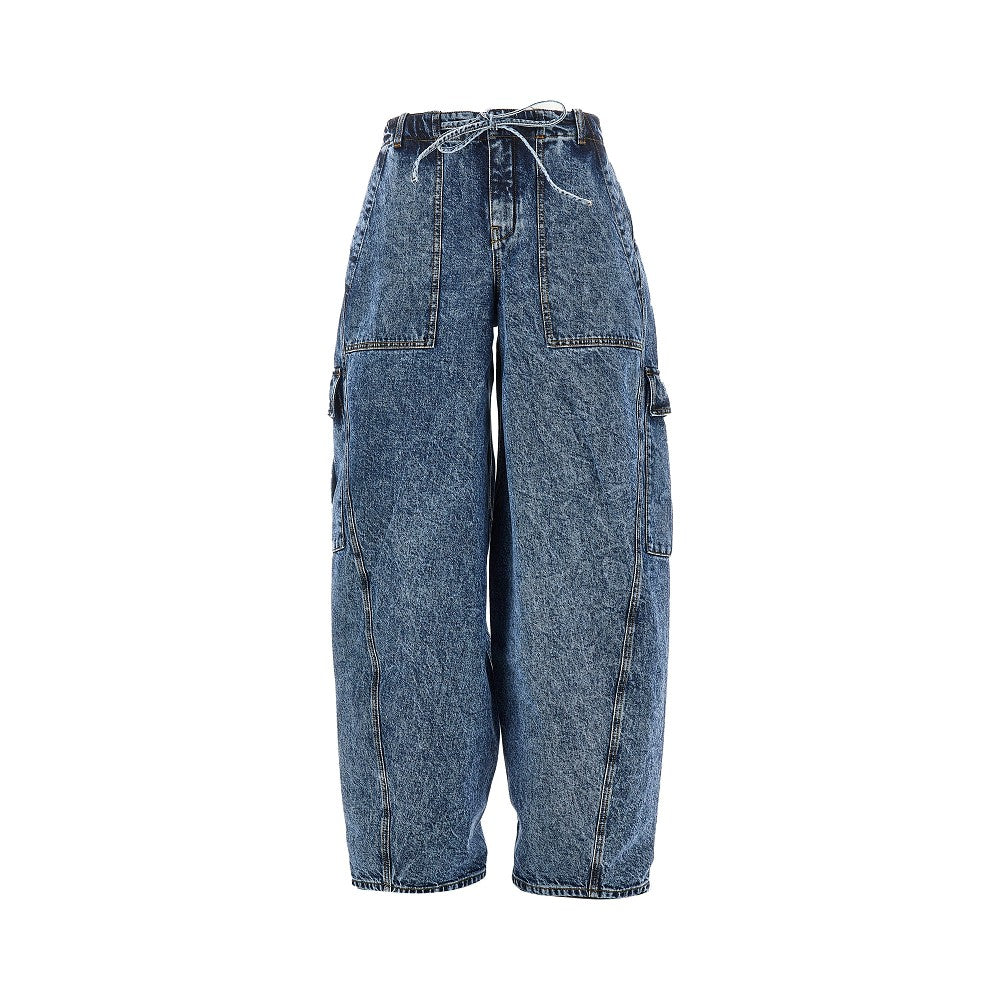 Pantalone cargo in snow denim