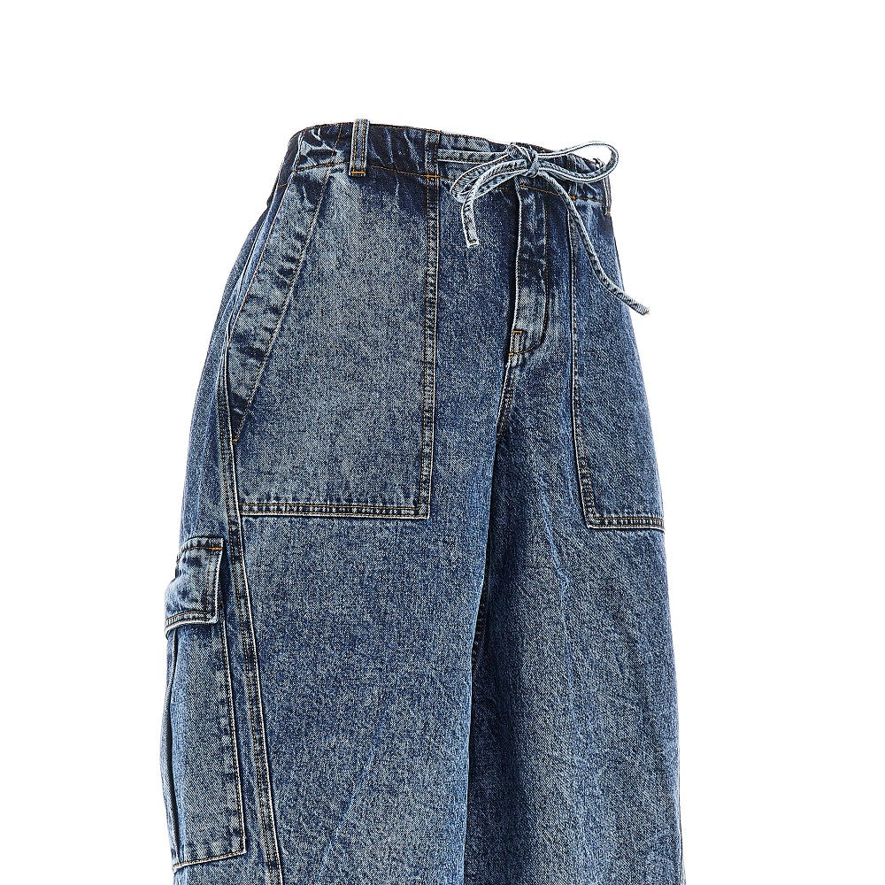 Pantalone cargo in snow denim