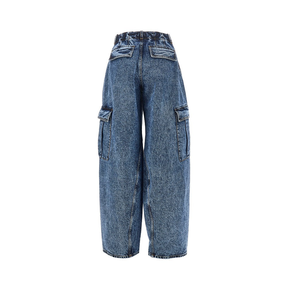 Pantalone cargo in snow denim
