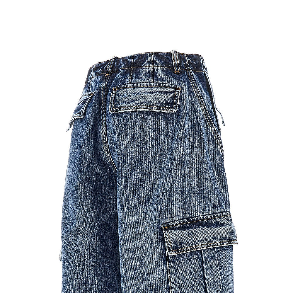 Pantalone cargo in snow denim