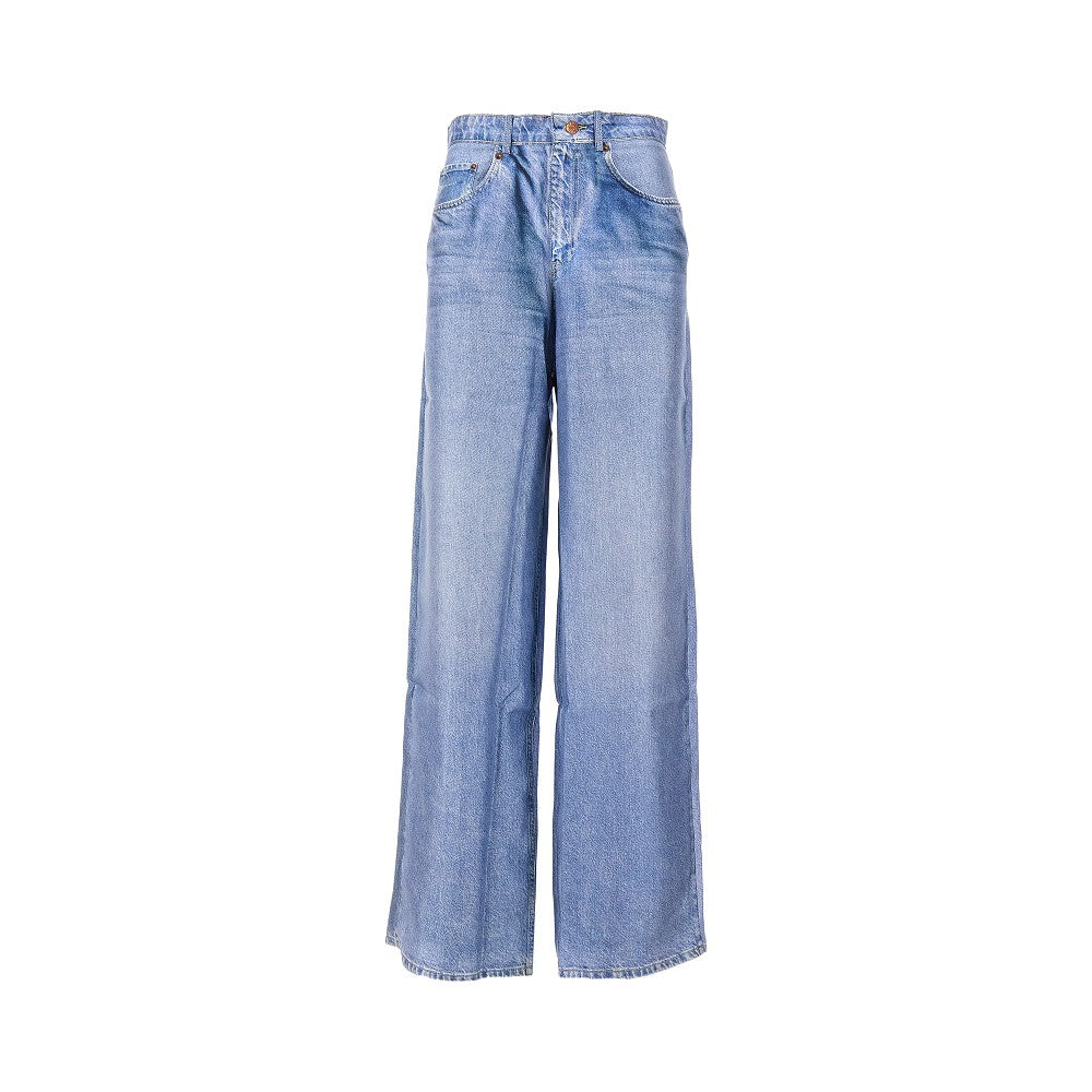 Demim print silk pants