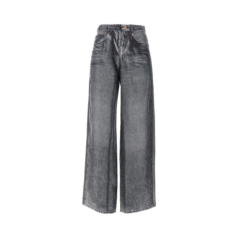 Pantalone in seta stampa denim