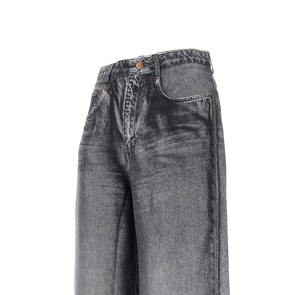 Pantalone in seta stampa denim