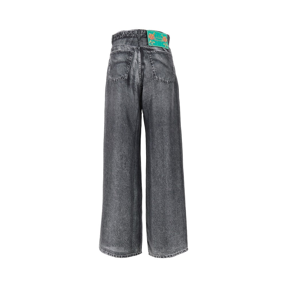 Pantalone in seta stampa denim