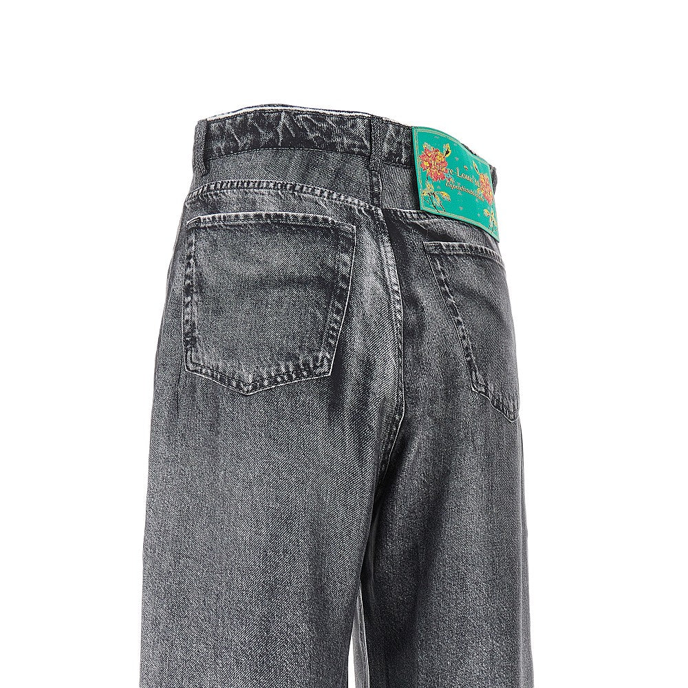 Pantalone in seta stampa denim