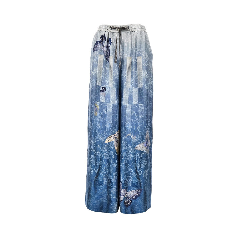 Wide leg silk pants
