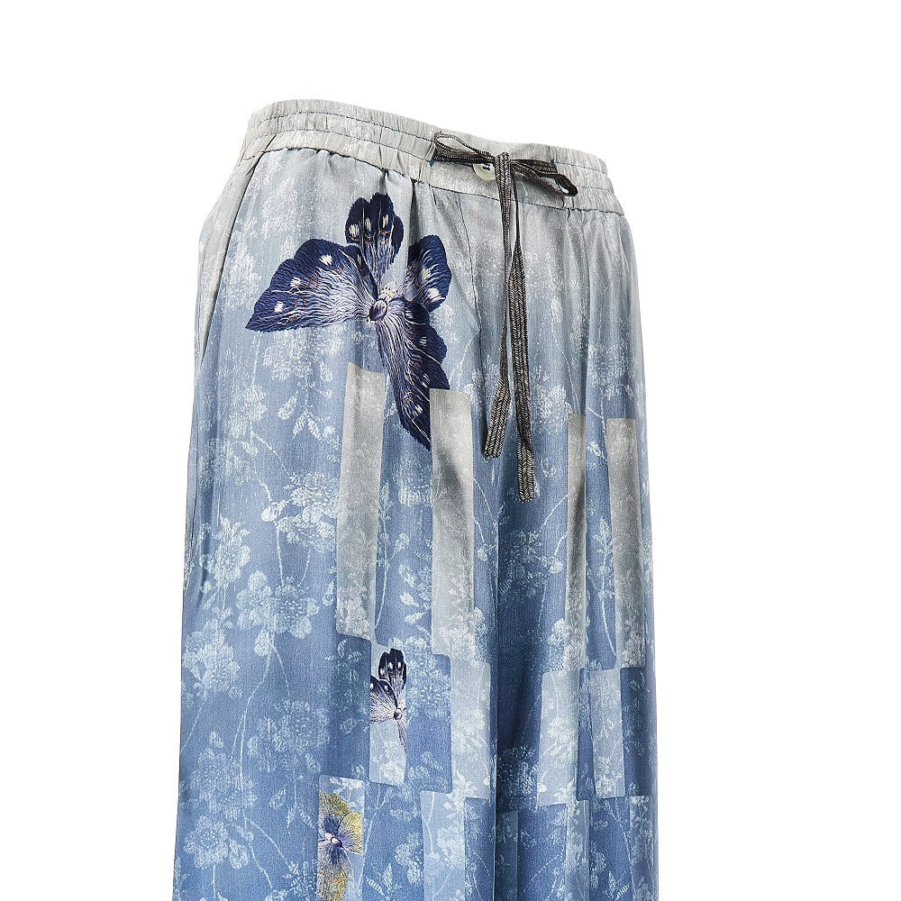 Wide leg silk pants