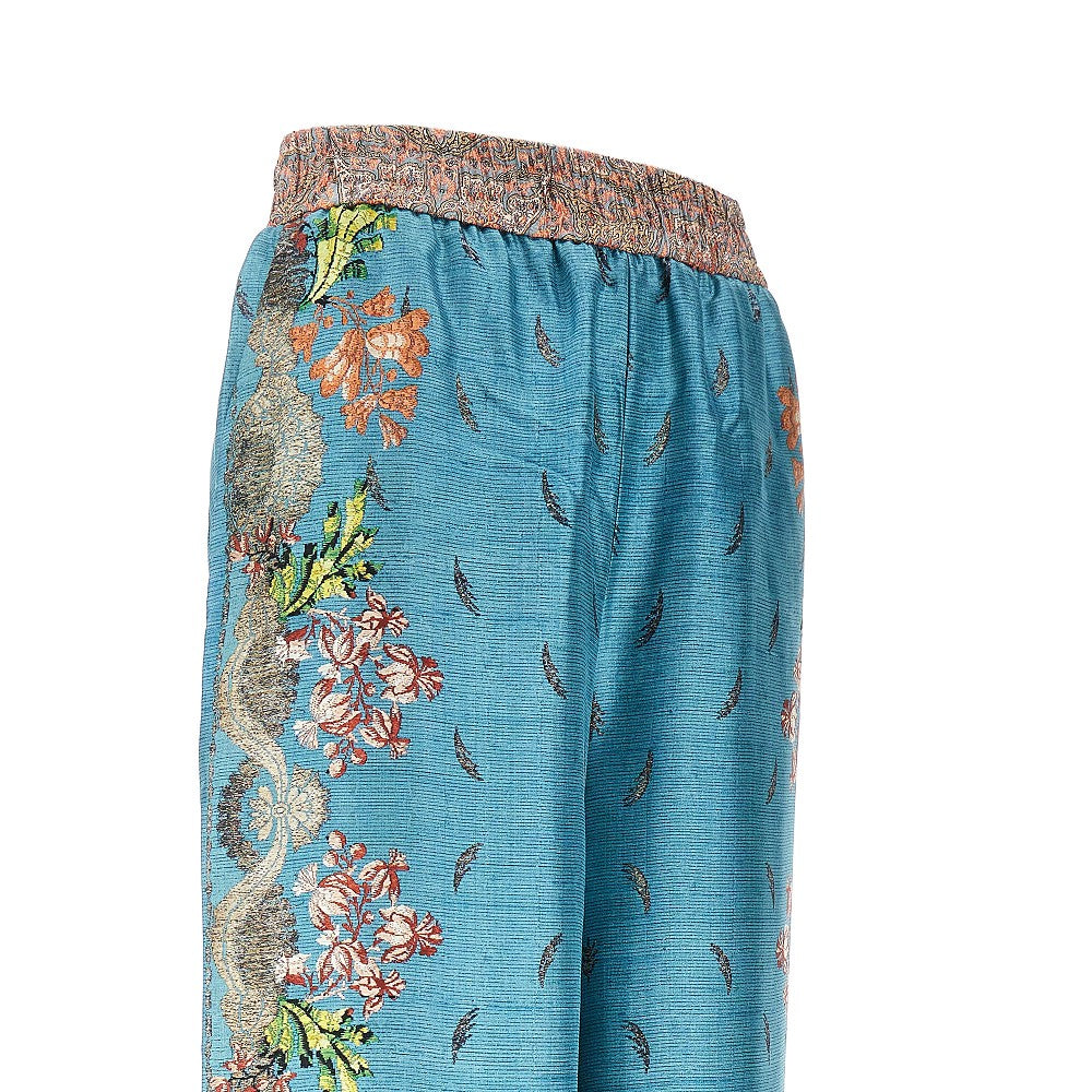 Pantalone ampio in seta stampata