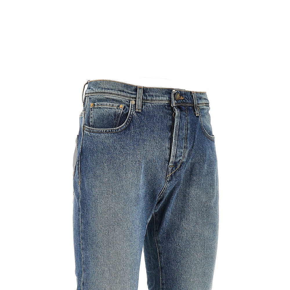 Stretch denim tapered fit jeans