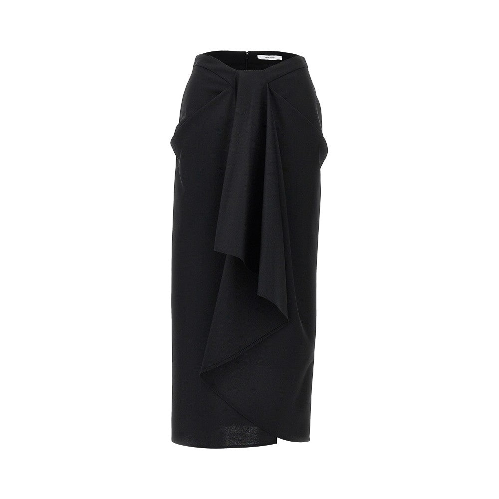 Wool and mohair draped long skirt