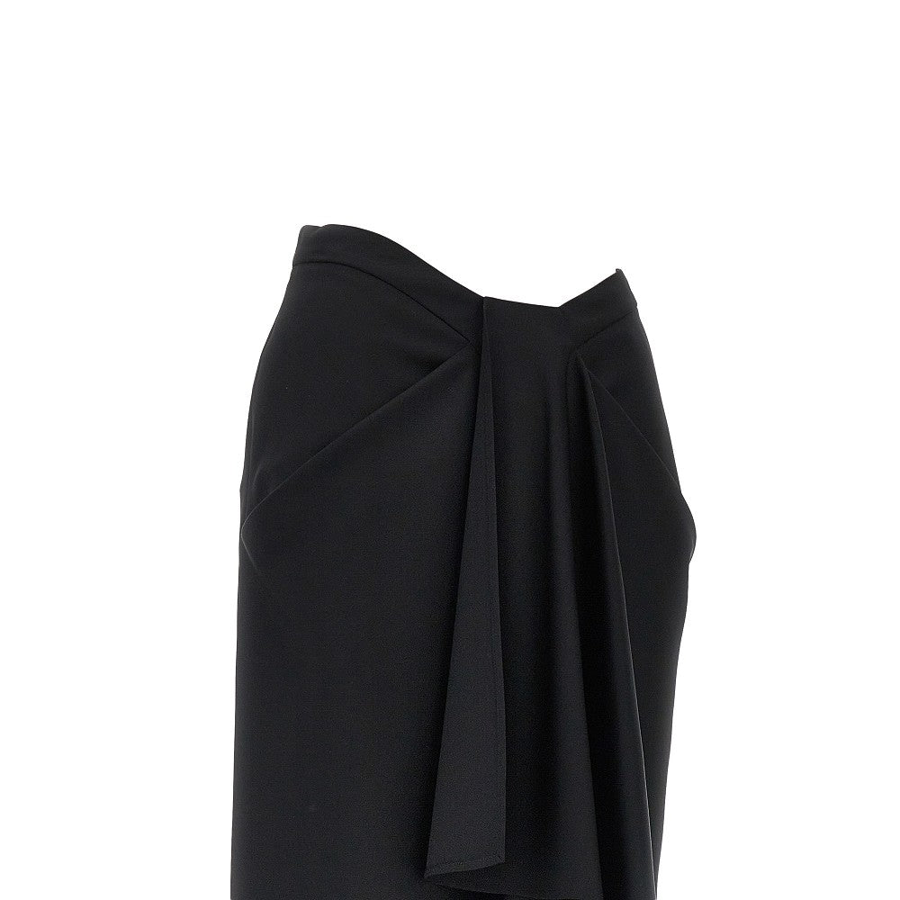 Wool and mohair draped long skirt