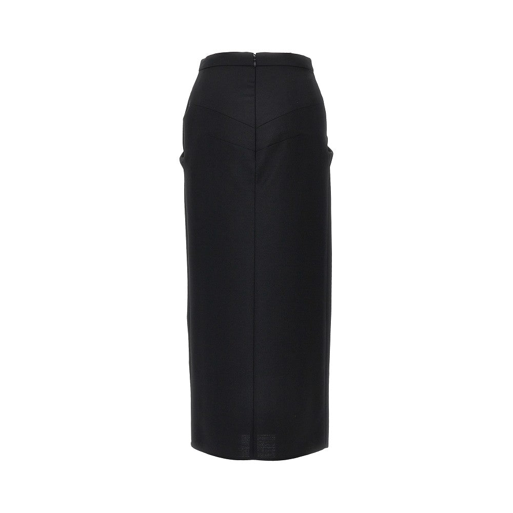 Wool and mohair draped long skirt