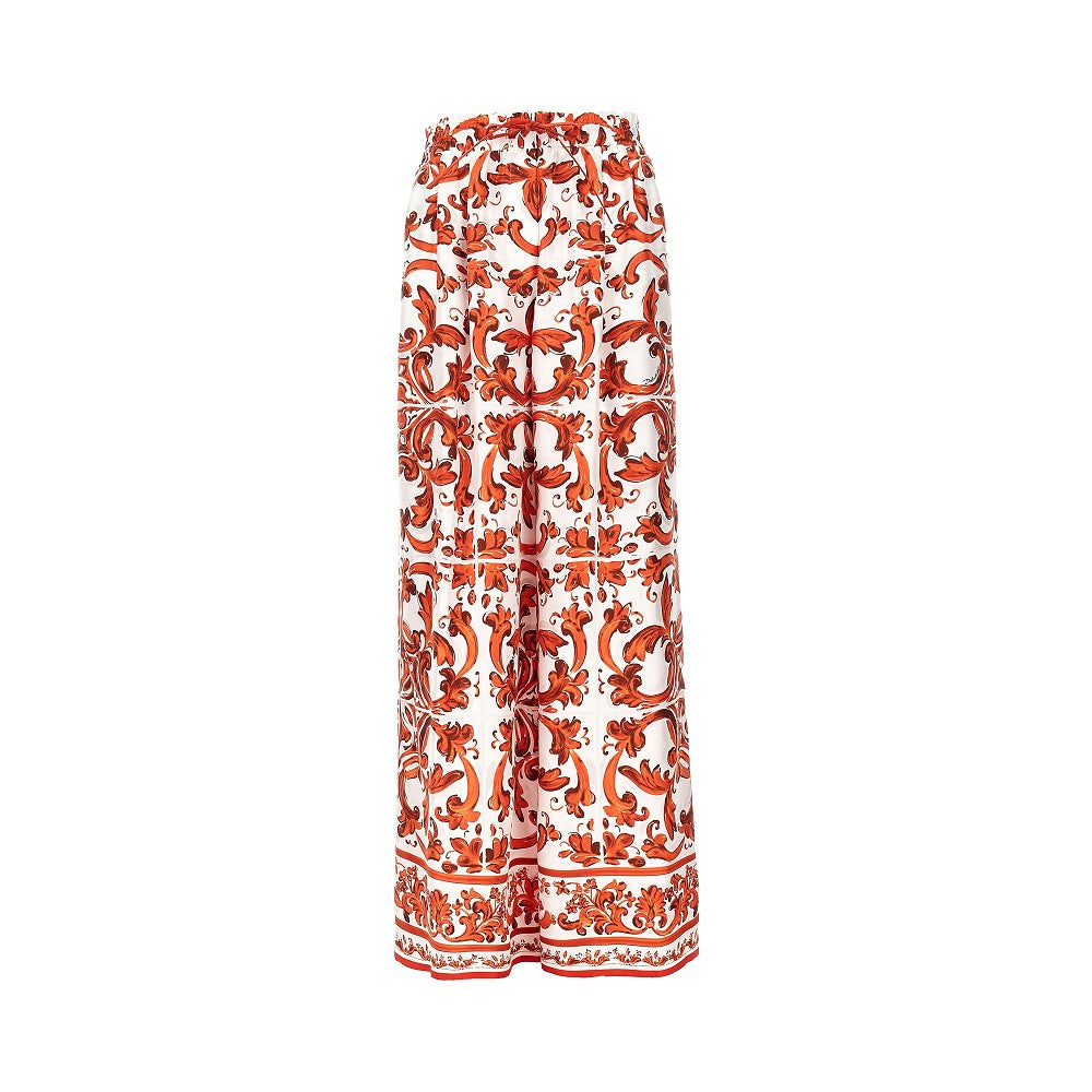 Silk pants with Maiolica print