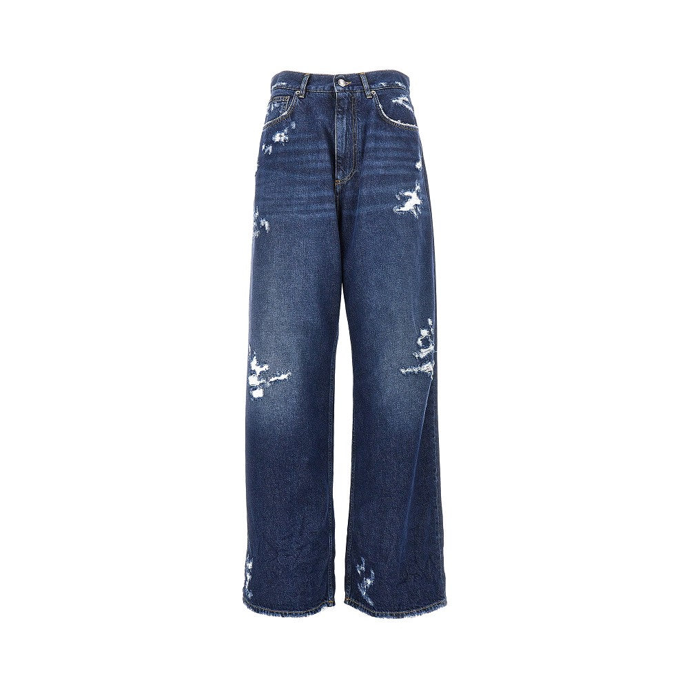 Jeans oversize in denim distressed