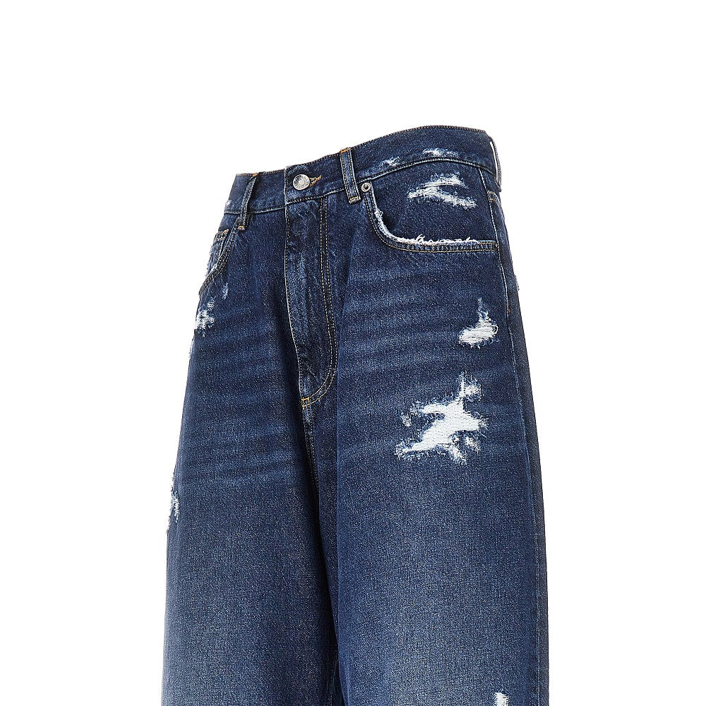 Jeans oversize in denim distressed