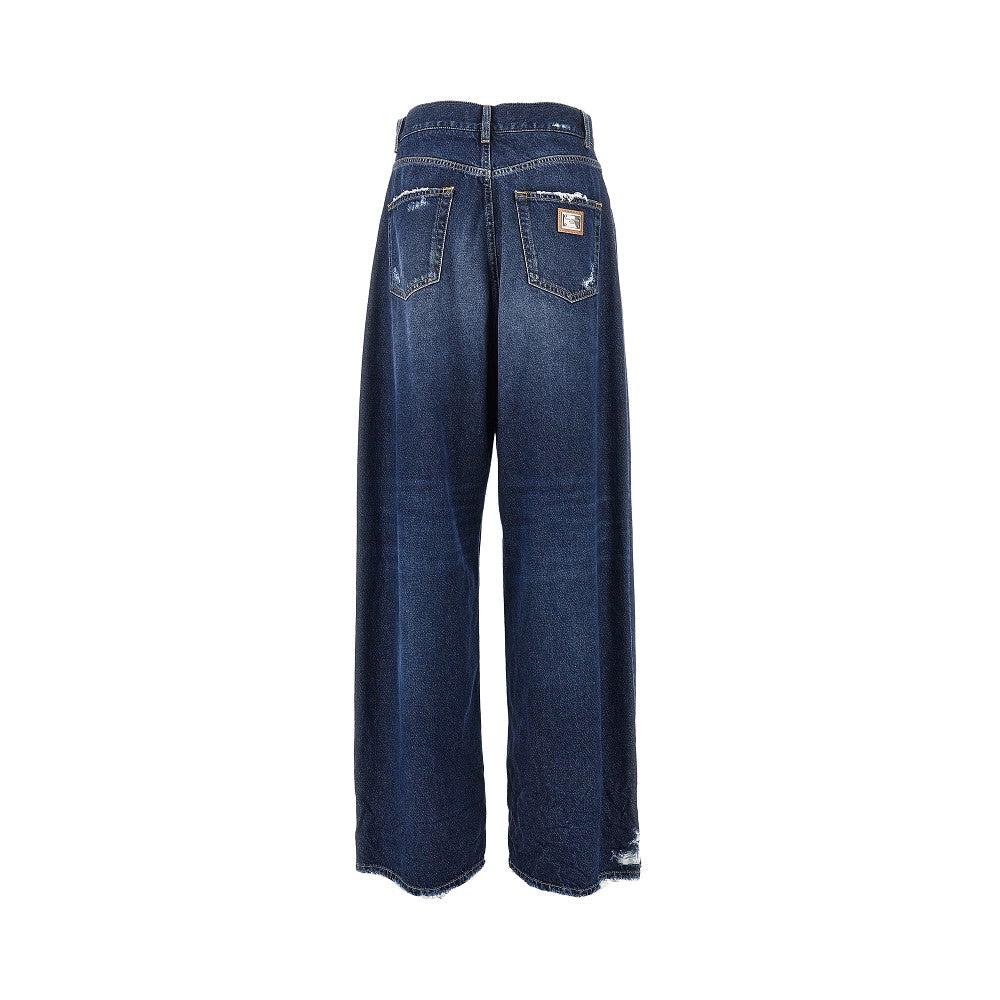 Jeans oversize in denim distressed